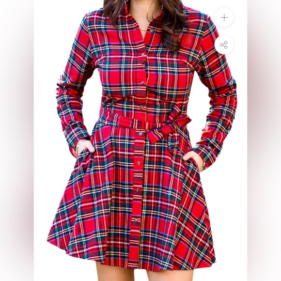 Kiel James Patrick KJP Winter Spice Flannel Dress Holiday Christmas Medium - Picture 2 of 4